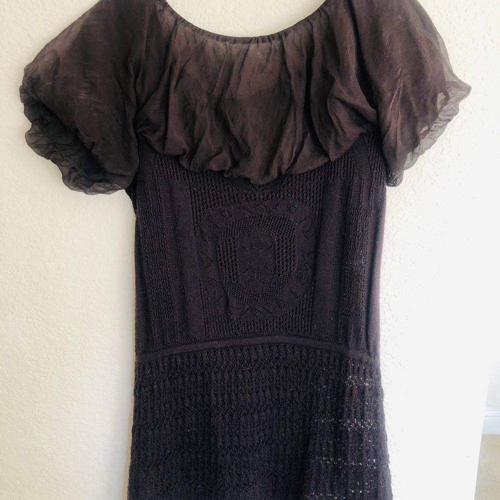 Philosophy Short-sleeved light wool and sheer Top